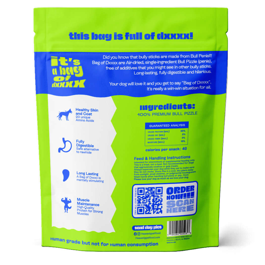 Heavenly Bag of Dxxxx Bully Sticks Dog Treats
