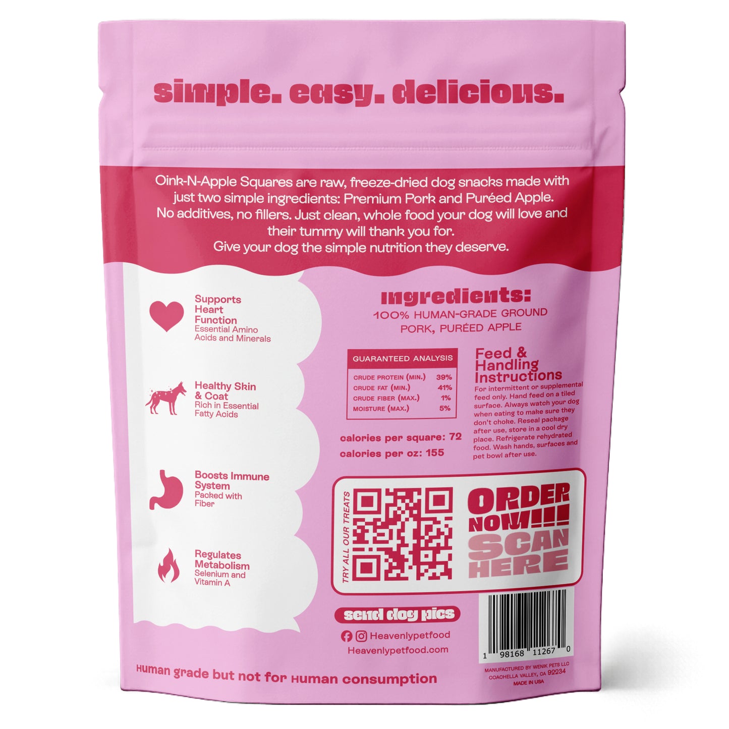 Heavenly Simple Snacks - Oink-N-Apple Squares Dog Treats