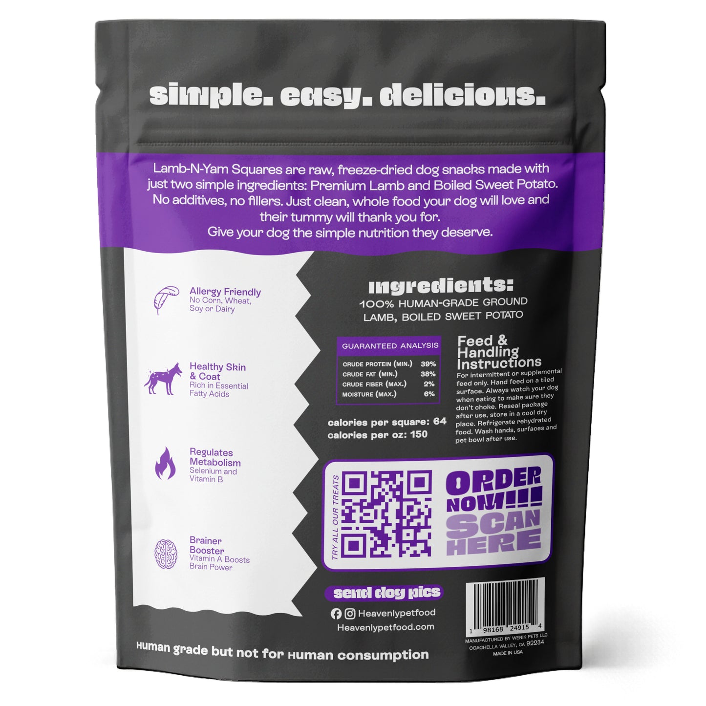 Heavenly Simple Snacks - Lamb-N-Yam Squares Dog Treats